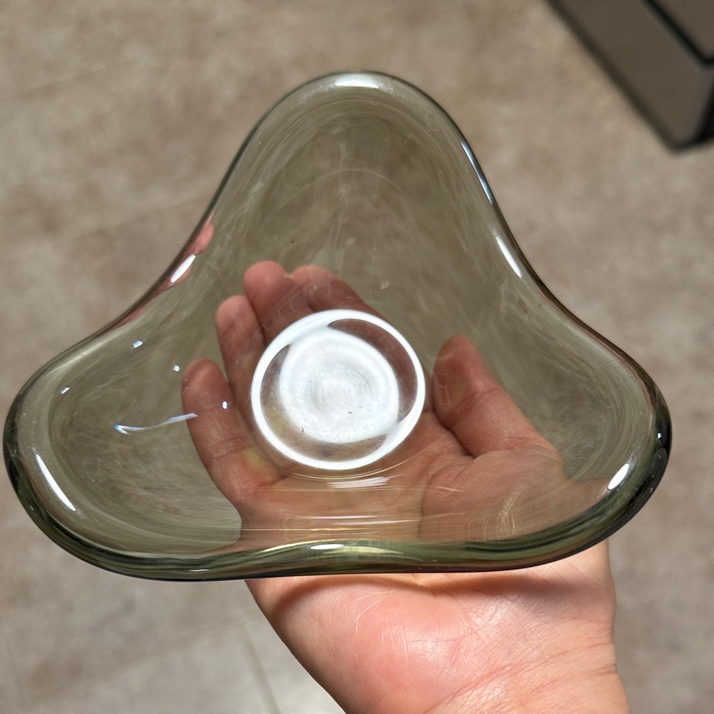 54. Vintage Holmegaard Vintage Smoked gray Glass Dish 1950’s signed